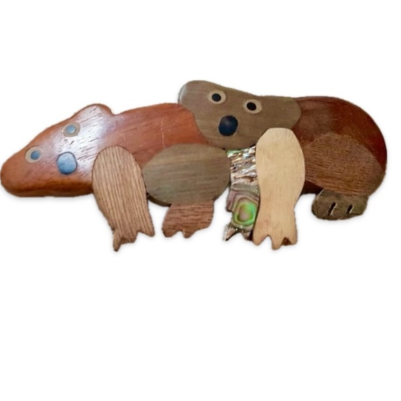 Koala bears wood brooch - Handcrafted Brooch or Necklace you choose - Picture 15 of 15
